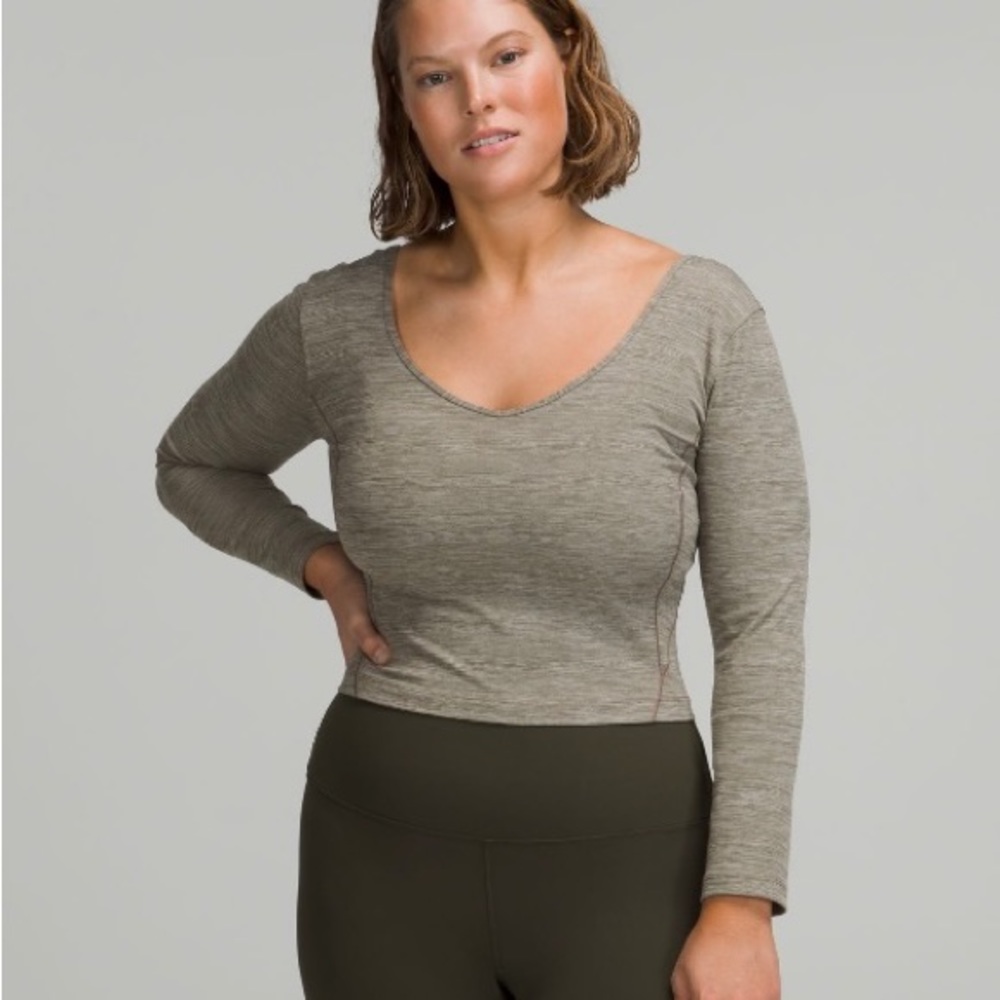 Lululemon align long sleeve top in heathered rover, size 4